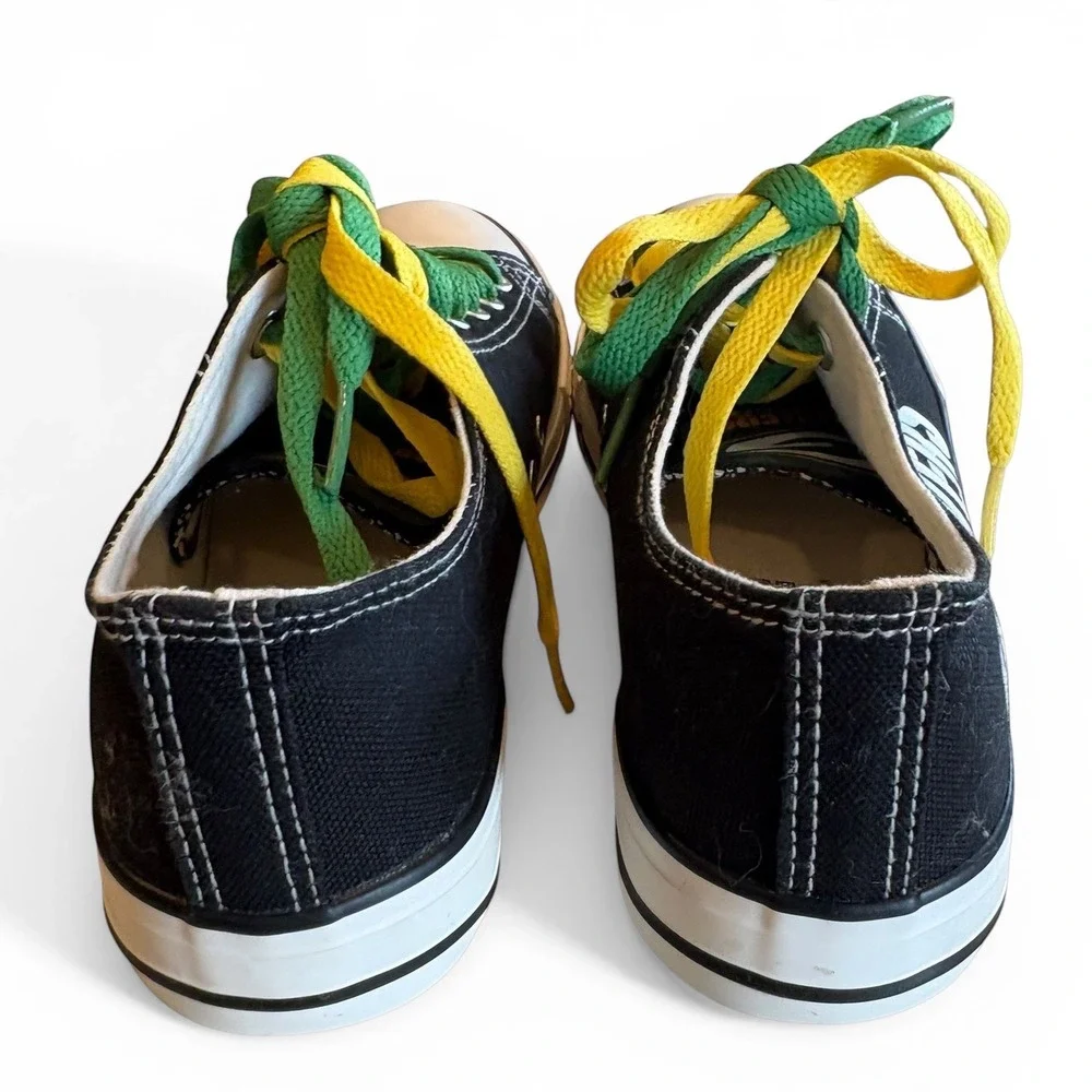E-LOV‎ Green Bay Packers Canvas Low Top Sneakers Black Womens Size 38 7.5